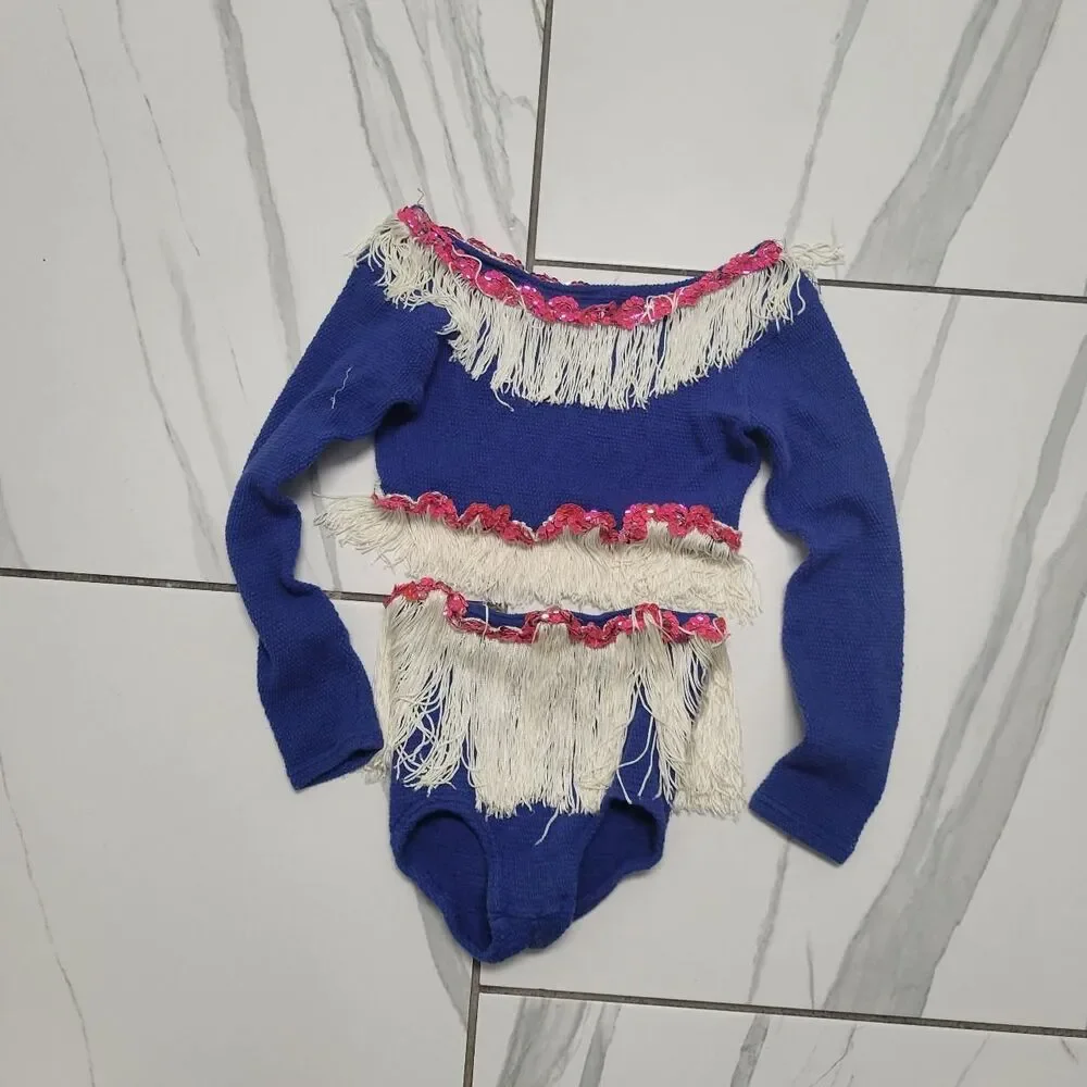 Girls Vintage Circus Rodeo Halloween Costume 2 Piece Sequin Western Cowgirl